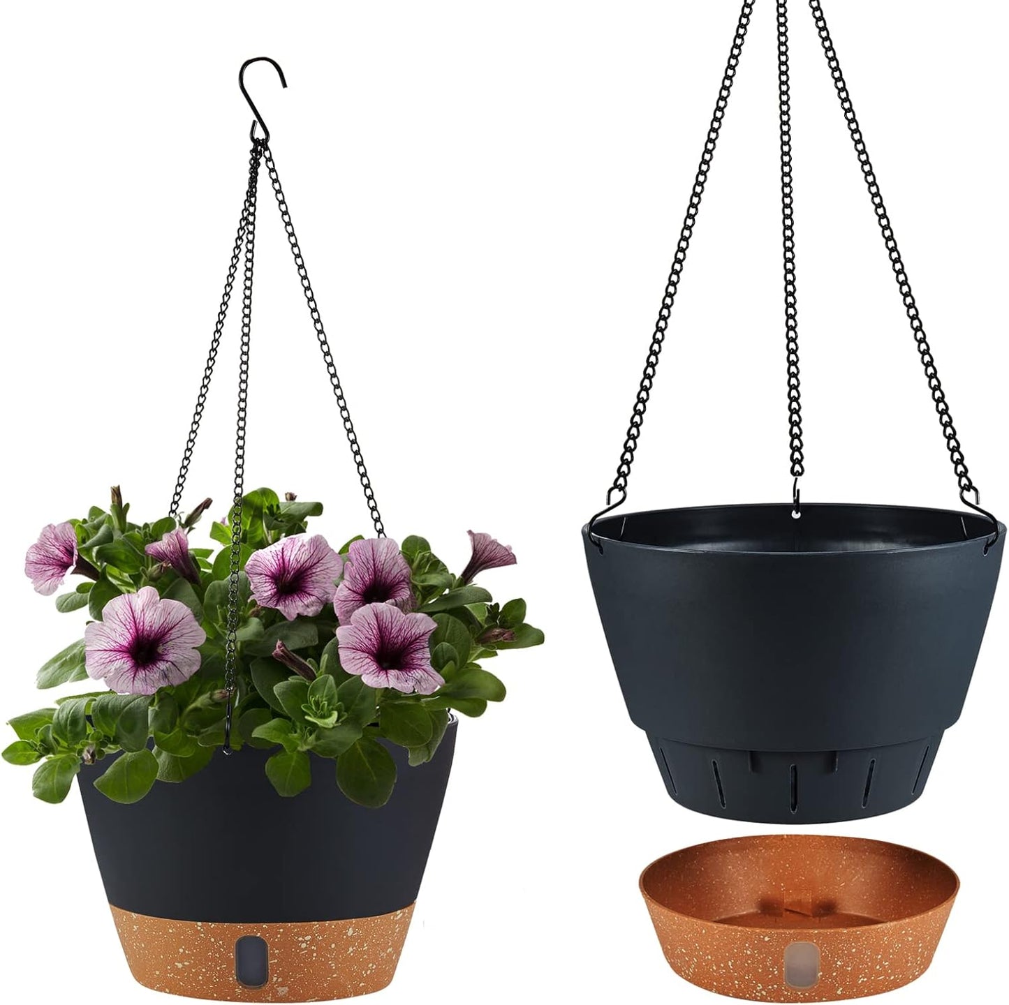 2 Pack Hanging Planters for Indoor Outdoor Plants, 10 Inch Hanging Flower Pot Basket with Drainage
