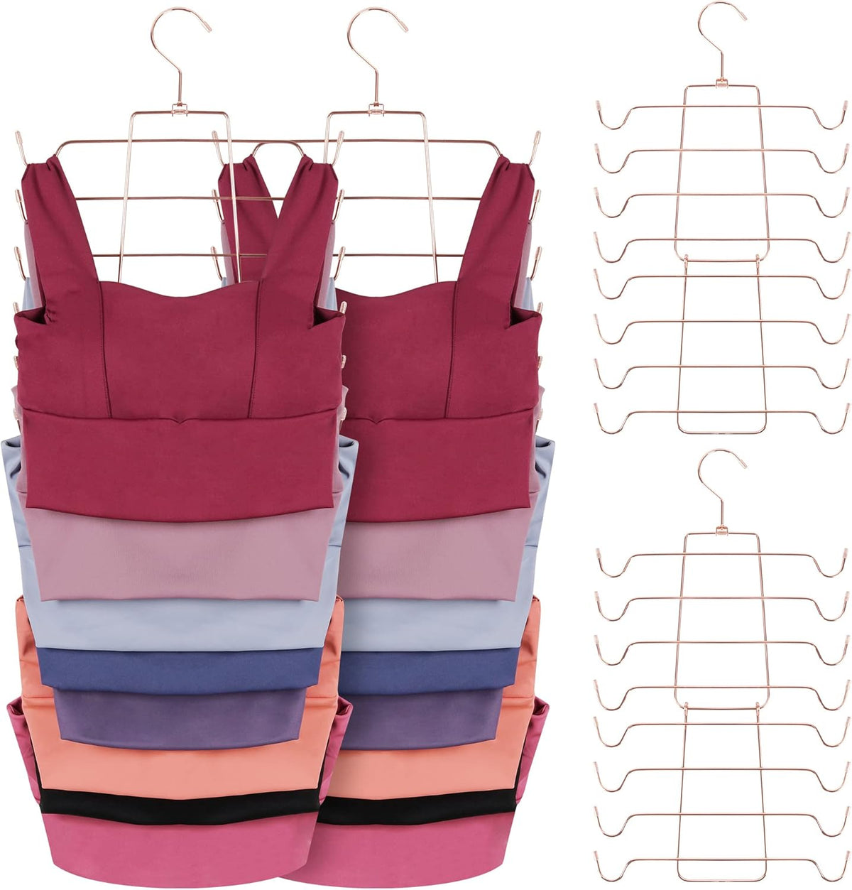 ZEDODIER Tank Top Hanger, 4 Pack Space Saving Bra Hangers, Non-Slip Hanging Sport Bras Holder