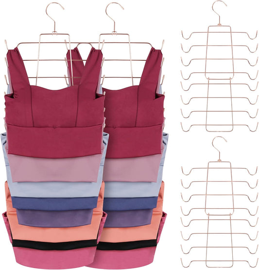 ZEDODIER Tank Top Hanger, 4 Pack Space Saving Bra Hangers, Non-Slip Hanging Sport Bras Holder