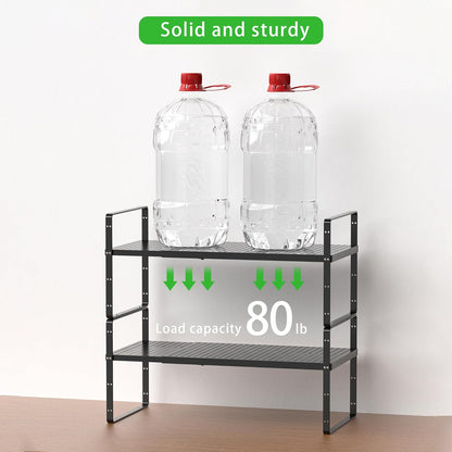 Expandable Cabinet Storage Shelf Stackable Organizer Rack for Kitchen Bathroom Pantry Spice