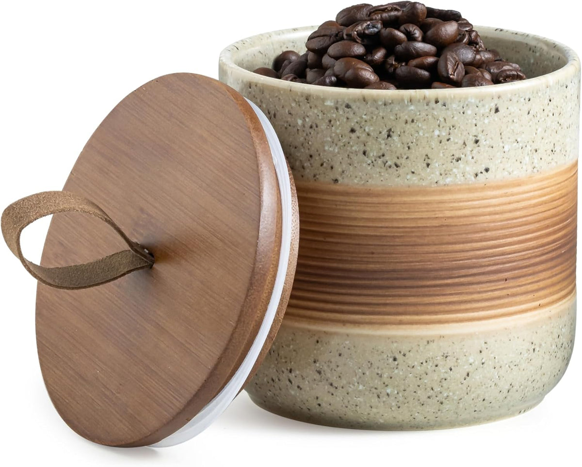 Ceramic Jar with Lid Airtight, Coffee Container Kitchen Food Storage Jars for Spice Sugar Tea Bag
