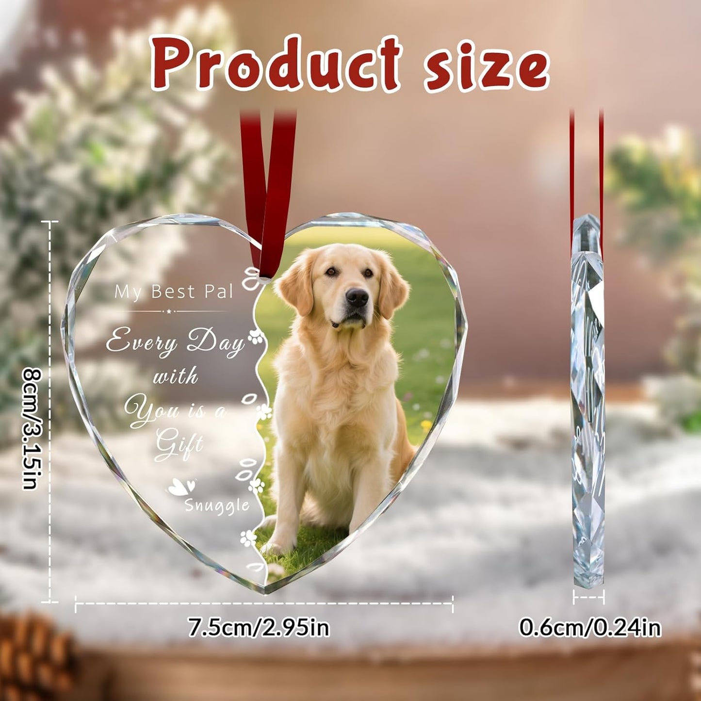 Custom Christmas Ornament Glass-Personalized Christmas Ornaments with Photo/Name/Date/Text,Wedding