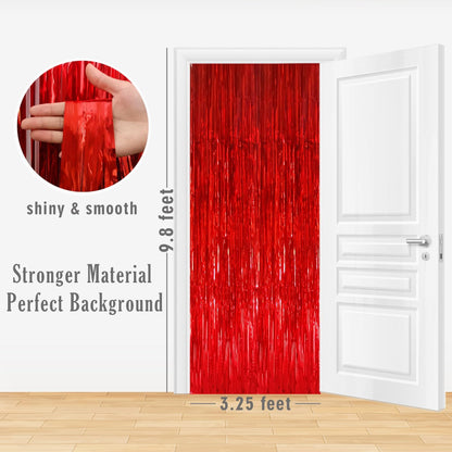 GOER 3.2 ft x 8.2 ft Metallic Tinsel Foil Fringe Curtains Party Photo Backdrop Party Streamers for