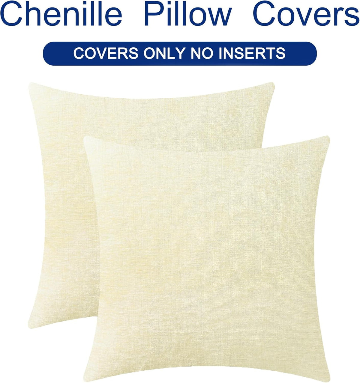 CaliTime Throw Pillow Covers Decorative 22 X 22 Inches Pack of 2 Cozy Chenille Cushion Cases for