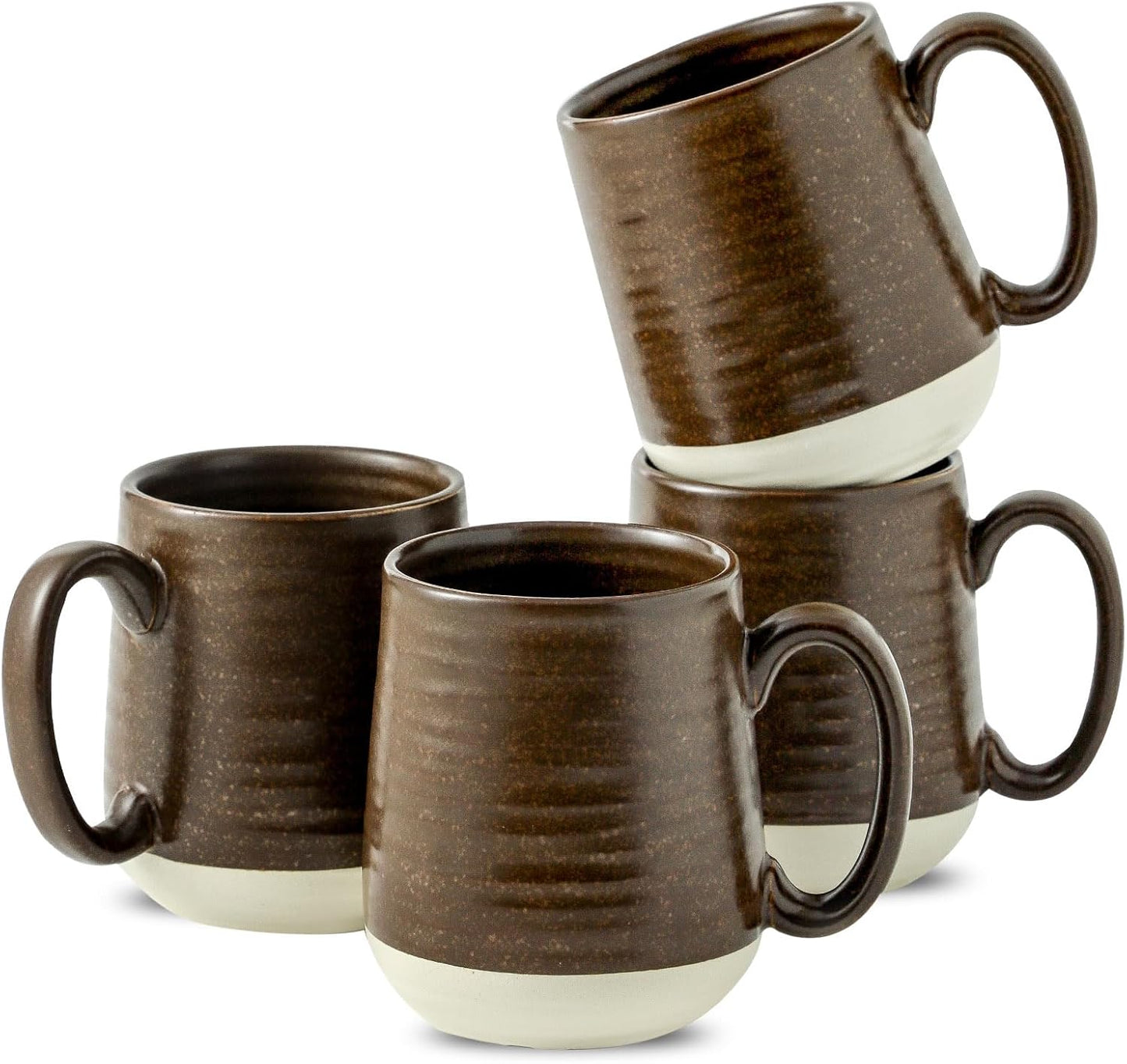 Hasense Ceramic Coffee Mug Set of 4, 15 oz Coffee Cups with Big Handles, Large Latte Mugs for Men