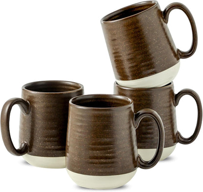 Hasense Ceramic Coffee Mug Set of 4, 15 oz Coffee Cups with Big Handles, Large Latte Mugs for Men