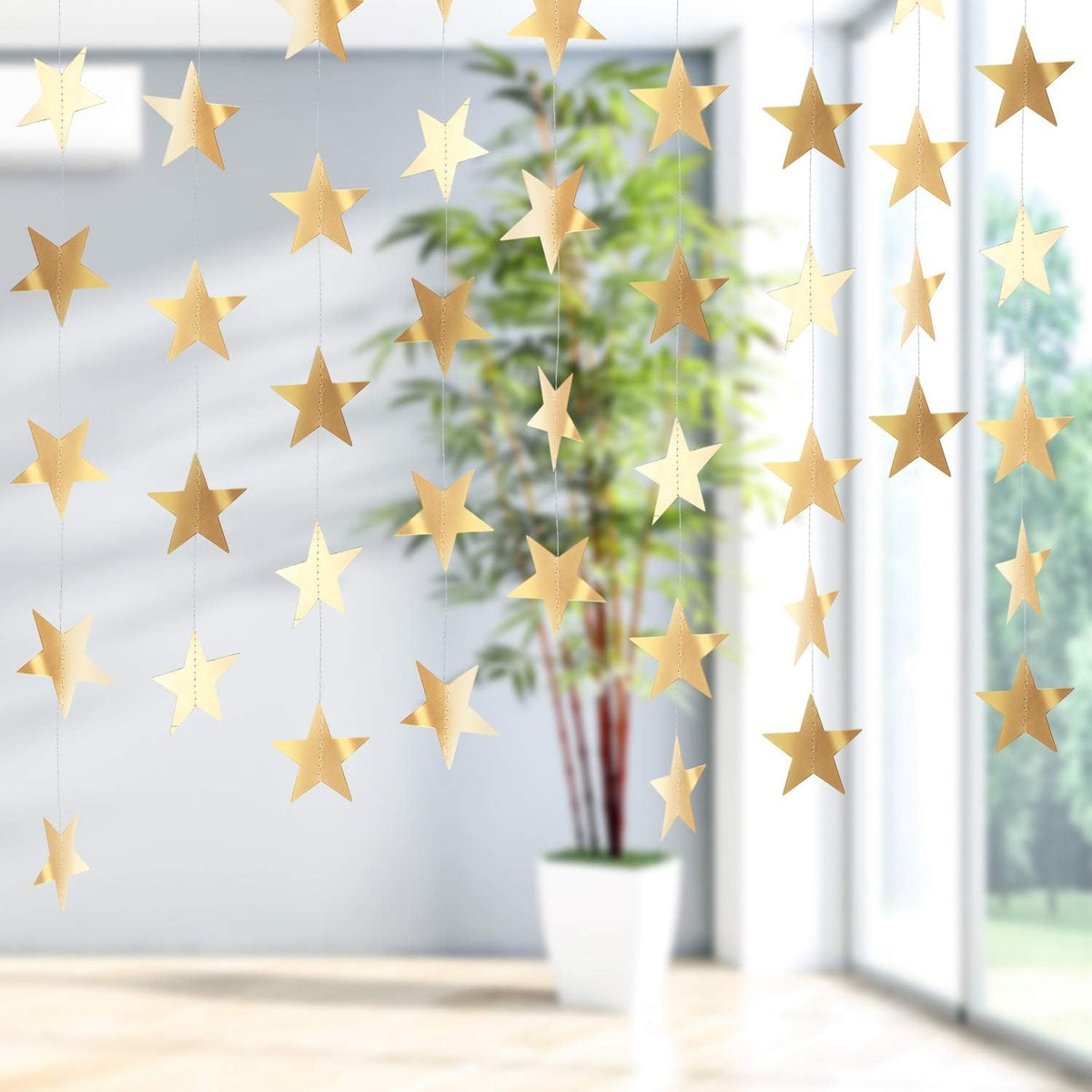 Patelai Glitter Star Garland Banner Decor 130 Feet Star Hanging Bunting Banner Twinkle Backdrop for