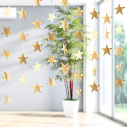 Patelai Glitter Star Garland Banner Decor 130 Feet Star Hanging Bunting Banner Twinkle Backdrop for