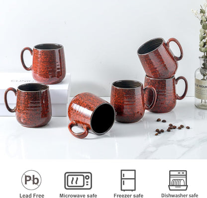 Hasense Coffee Mugs 8 oz, Ceramic Small Espresso Cups Set of 6, Mini Cups with Handle for Coffee