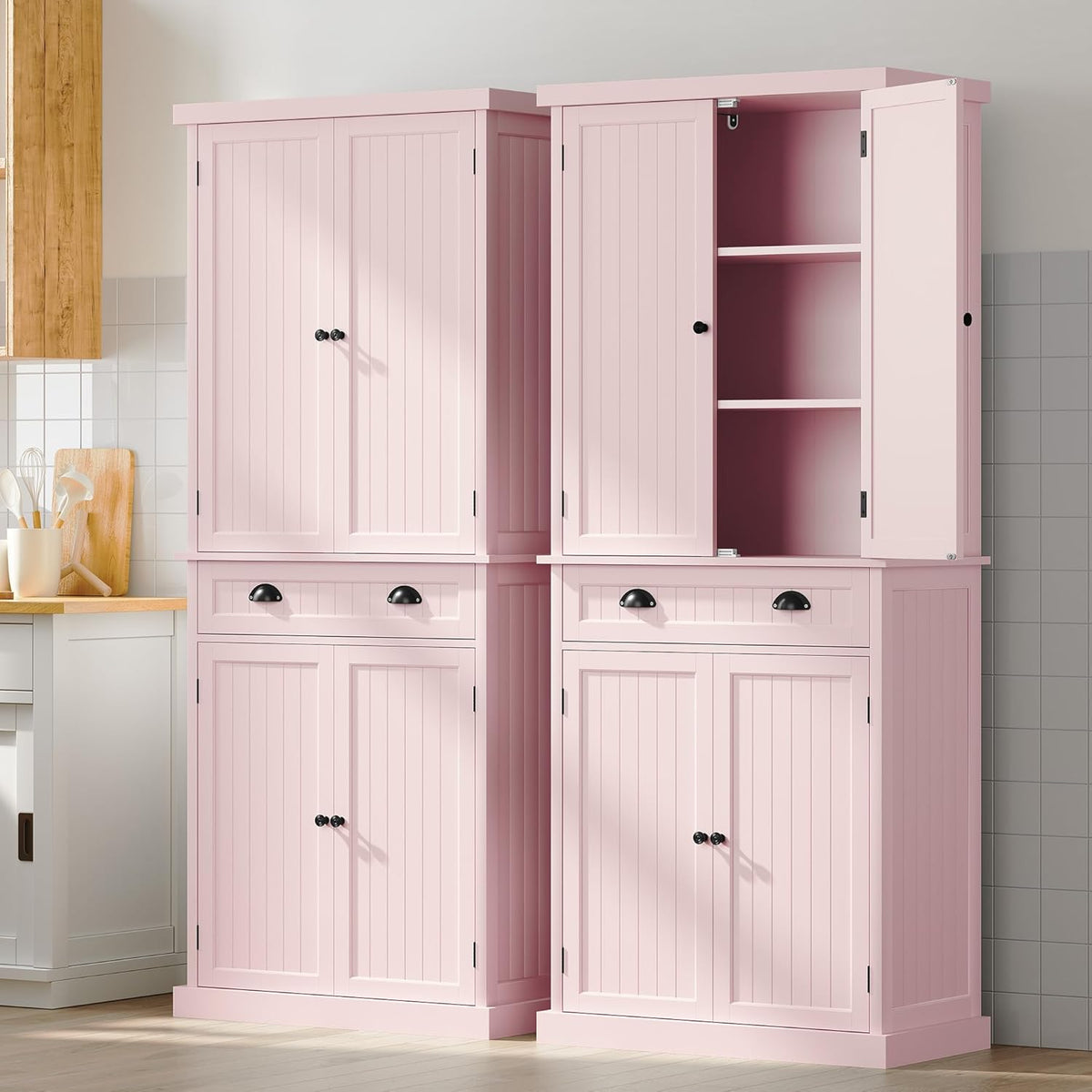 ARTPOWER 72" Tall Kitchen Pantry Storage Cabinet with Drawer and Adjustable Shelves, Pantry Cabinet