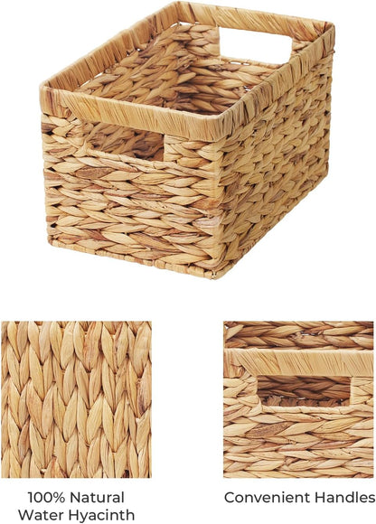 StorageWorks Wicker Basket, Baskets for Organizing, Storage Basket with Built-in Handles, Water