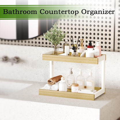 MARTY 2 Tier Spice Rack Organizer for Countertop, 15.8''L Coffee Station/Bathroom Organizer