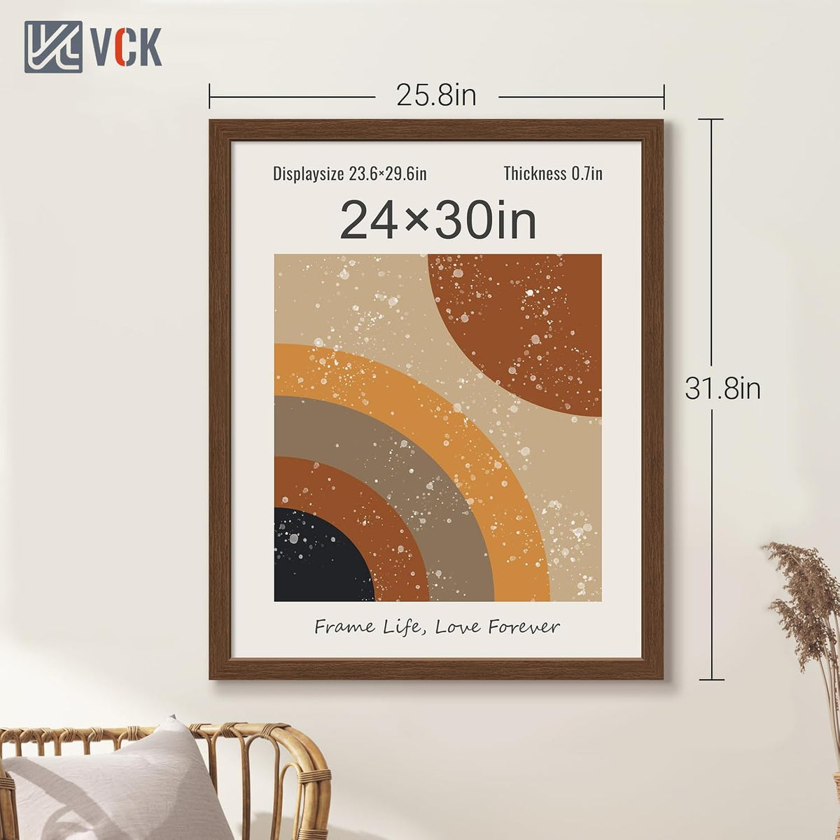 VCK 24x30 Brown Poster Frame 3 Pack, Wood Picture Frame with Exclusive Wood Grain, Wall Mounting