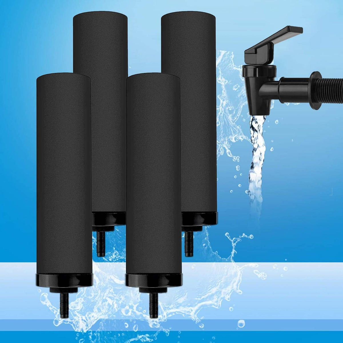 Huining 4PCS Black Filters for Purification Unit Filter Replacement Household Bucket Filtration