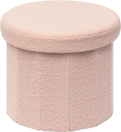 B FSOBEIIALEO Storage Ottoman Cube, Round Ottomans with Storage Foot Stool Footrest for Lving Room