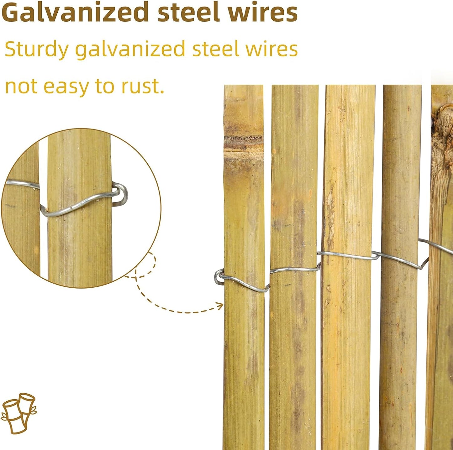 Natural Bamboo Slat Screening,6FT x 13FT Bamboo Fence Panel for Garden Privacy Fence Screen for