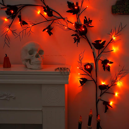 Halloween Lighted Willow Vine Twig Decoration, 6.56 FT Light up Garland Battery Operated with