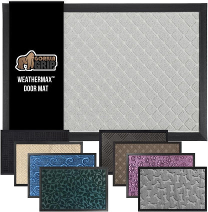 GORILLA GRIP 100% Waterproof All-Season WeatherMax Doormat US Designed Natural Rubber, Stain and