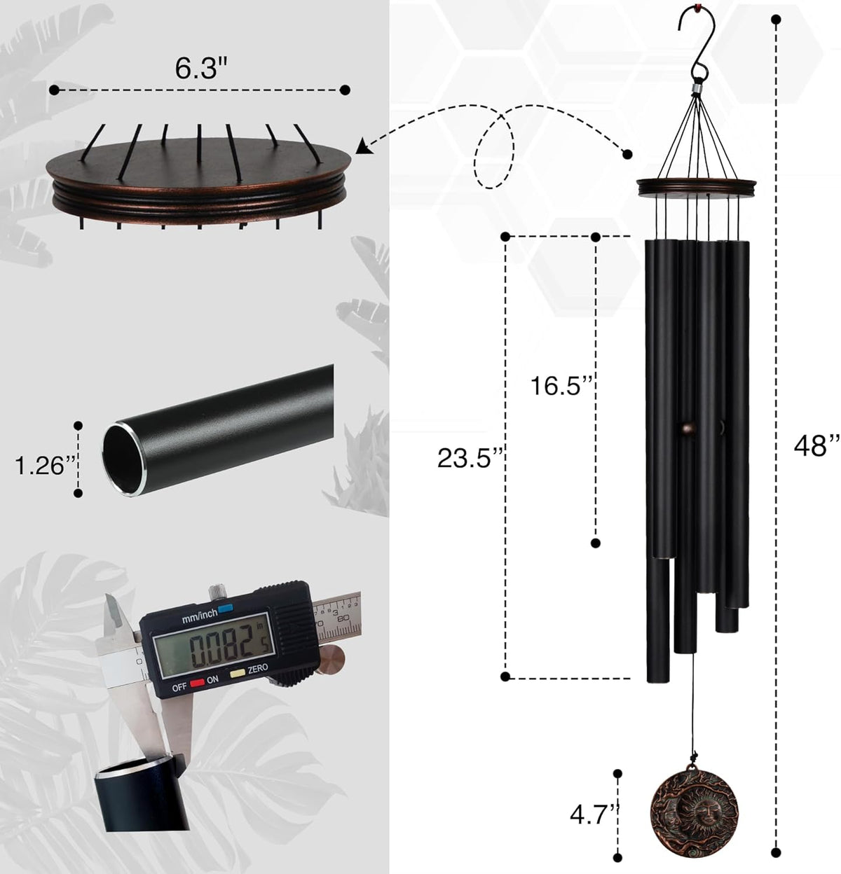 Vanquer Large Wind Chimes for Outside Deep Tone - 46'' Wind Chimes Outdoor Clearance, Memorial
