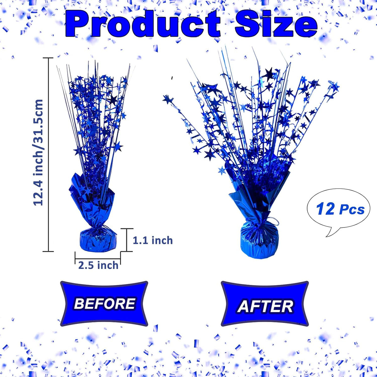 12 Pack Metallic Foil Spray Centerpiece Star Table Decoration Burst Table Centerpieces for Birthday
