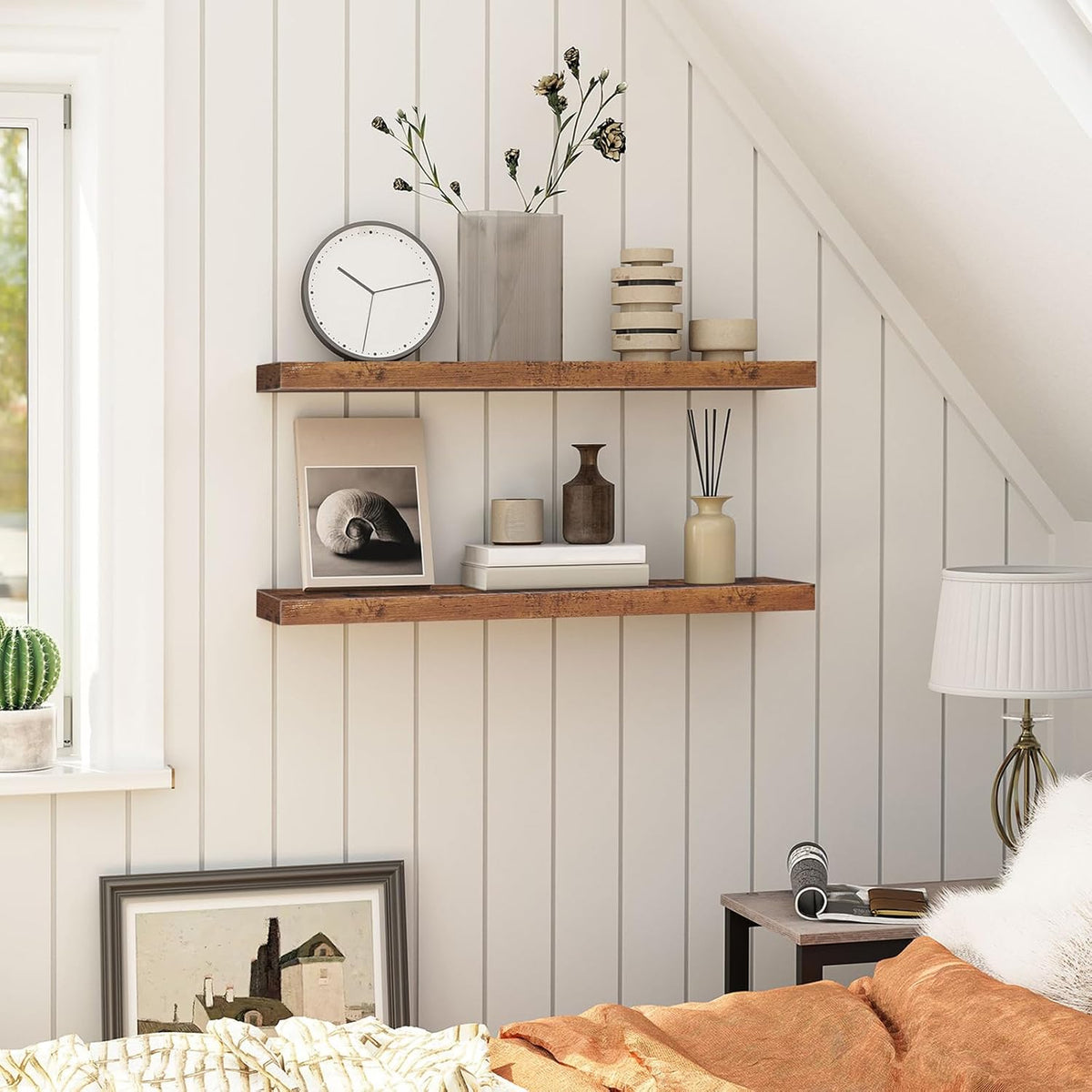 HOOBRO Floating Shelves for Wall, Wall Mounted Shelf Set of 2, 31.5" Hanging Shelf with Invisible