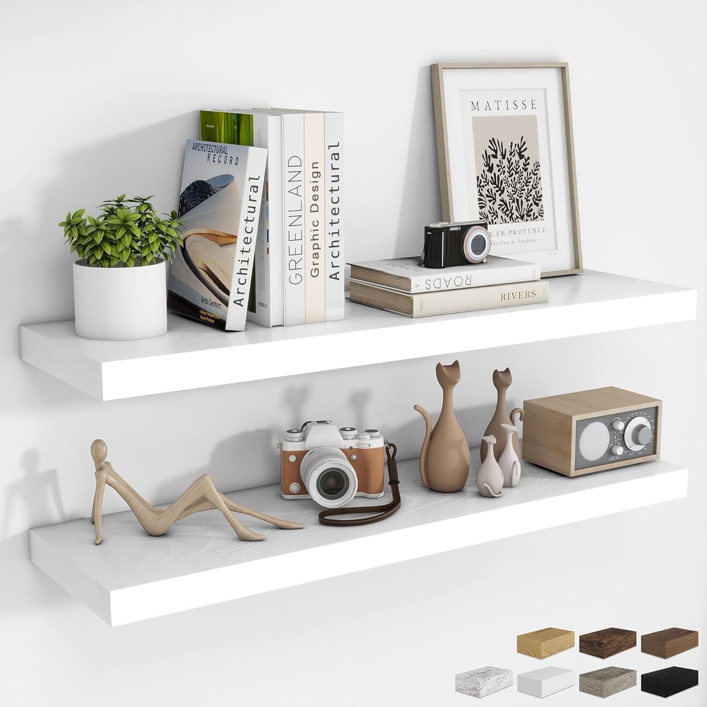 RICHFOCUS 40Inch Floating Shelves for Wall 2 Pack Shelves for Bedroom|Kitchen|Bathroom Wall Mounted