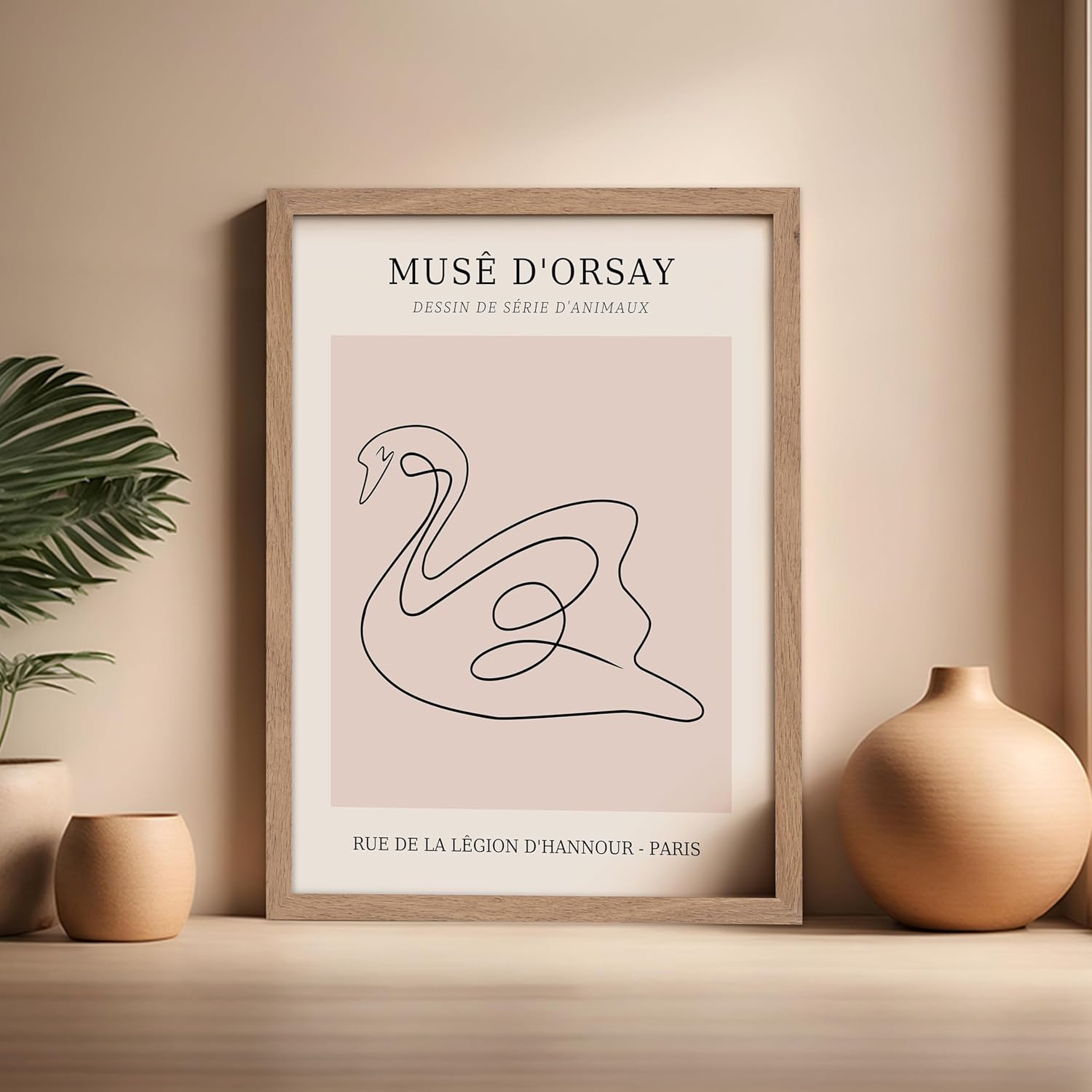 Poster Master Vintage Poster - Retro One Line Swan Drawing Print - Swan Art - Bird Art - Minimal