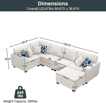 L Lengend Vansen Modular Sectional Sofa U Shaped Couch with Ottoman Modern Reversible Corner