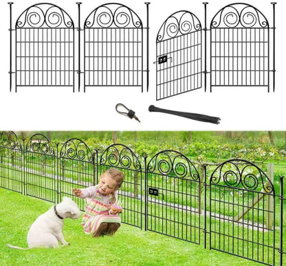 Tall Garden Fence with Gate, 40 Inch(H) 4 Panels Total Length 8.8 Ft Dog Fences Outdoor for Yard