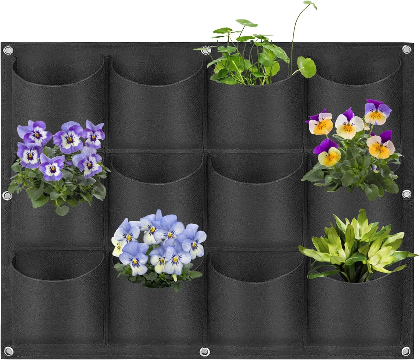 12 Pockets Hanging Planter Bags, Hanging Vertical Wall Mounted Plant Planting Grow Bags, Herb