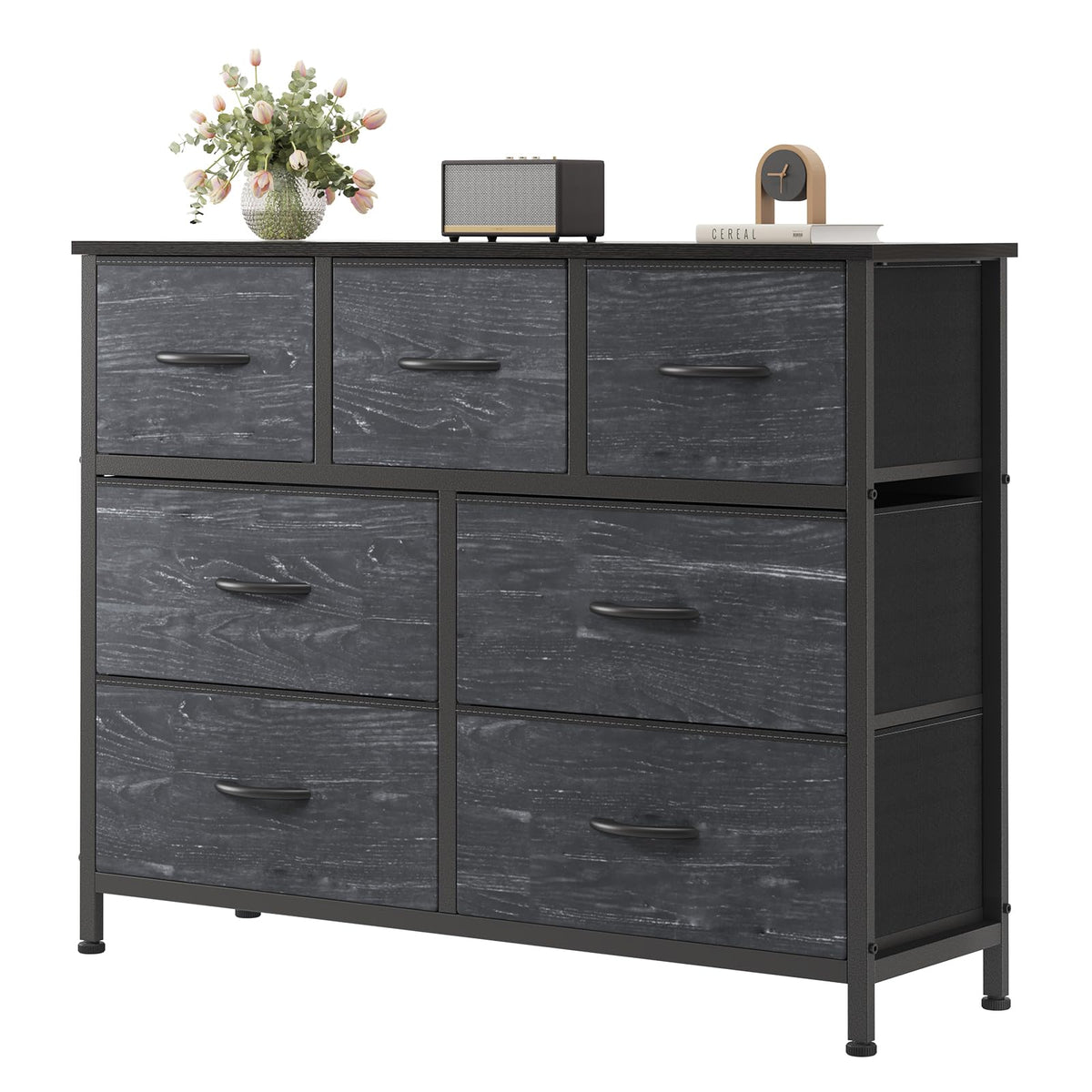 Sweetcrispy 7 Drawer Dresser for Bedroom Storage with Fabric Bins