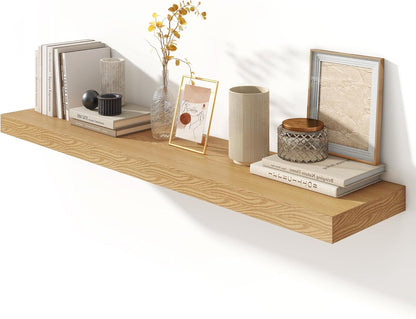 Deep Floating Shelves for Wall - 55 Inch Wide x 12 Inch Deep Wall Shelves Set of 1 - Rustic Oak