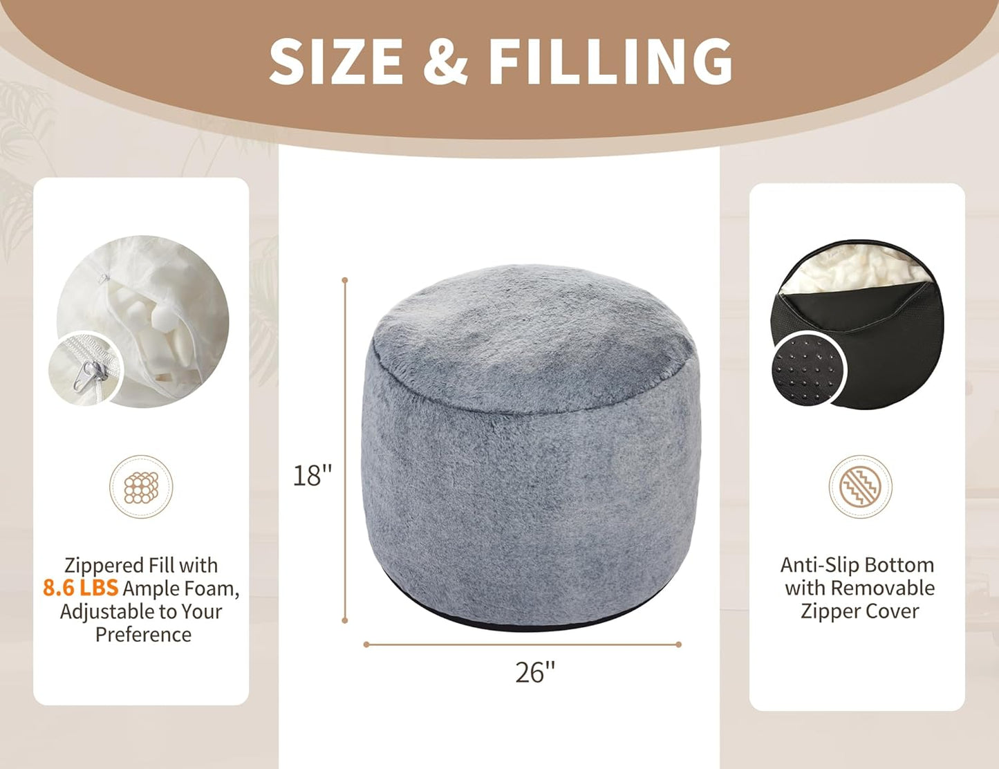 Round Pouf Ottoman Foot Rest Plush Ottoman Footstools for The Living Room Ottomans Stuffed Full of