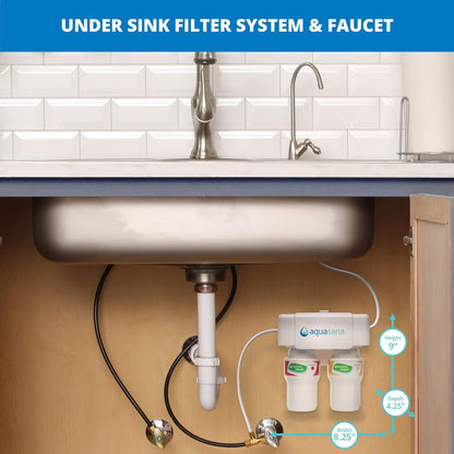 Aquasana Under Sink Water Filter System - Reduces PFAS, Lead, & Chlorine in Drinking Water - Under