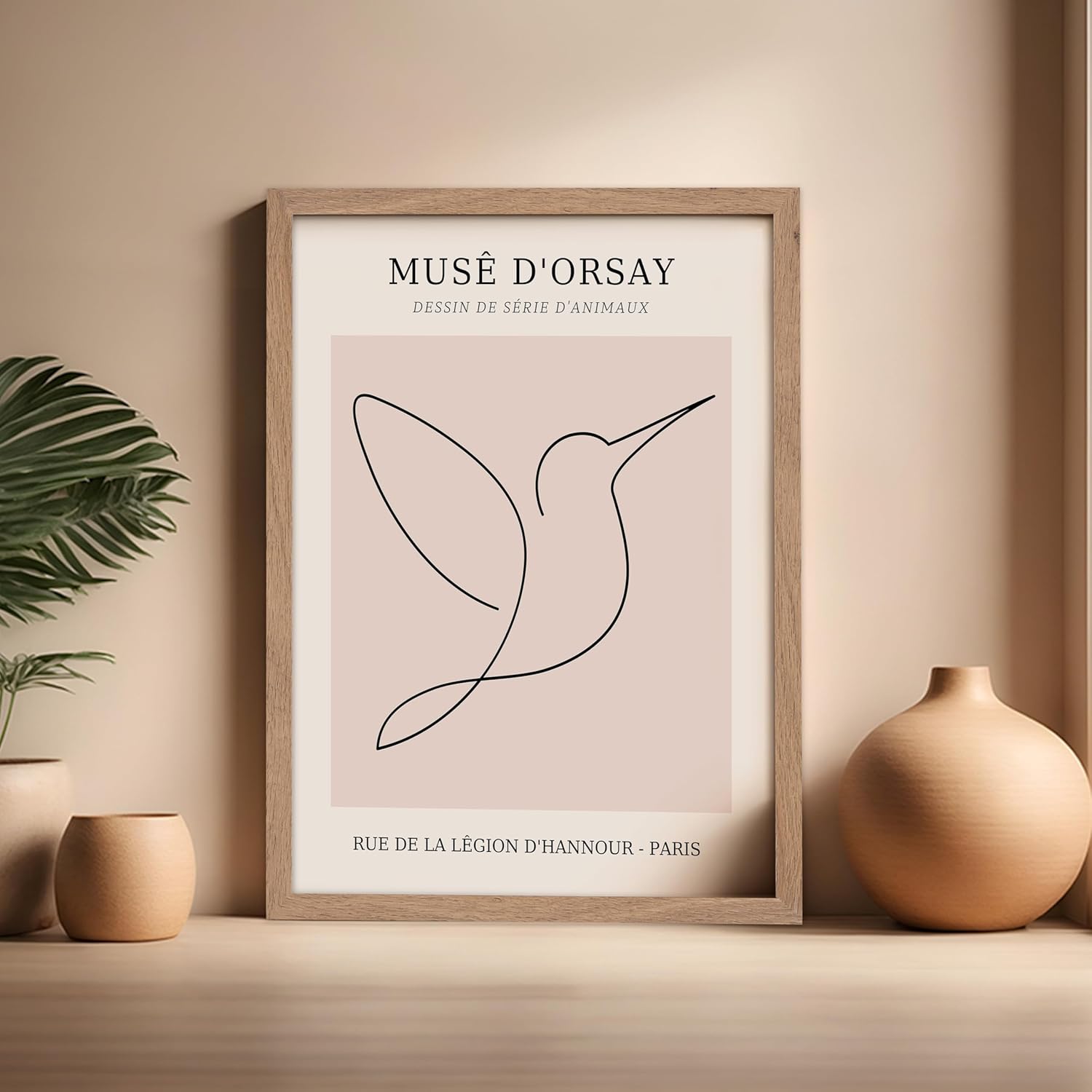 Poster Master Vintage Poster - Retro One Line Hummingbird Drawing Print - Bird Line Art - Minimal