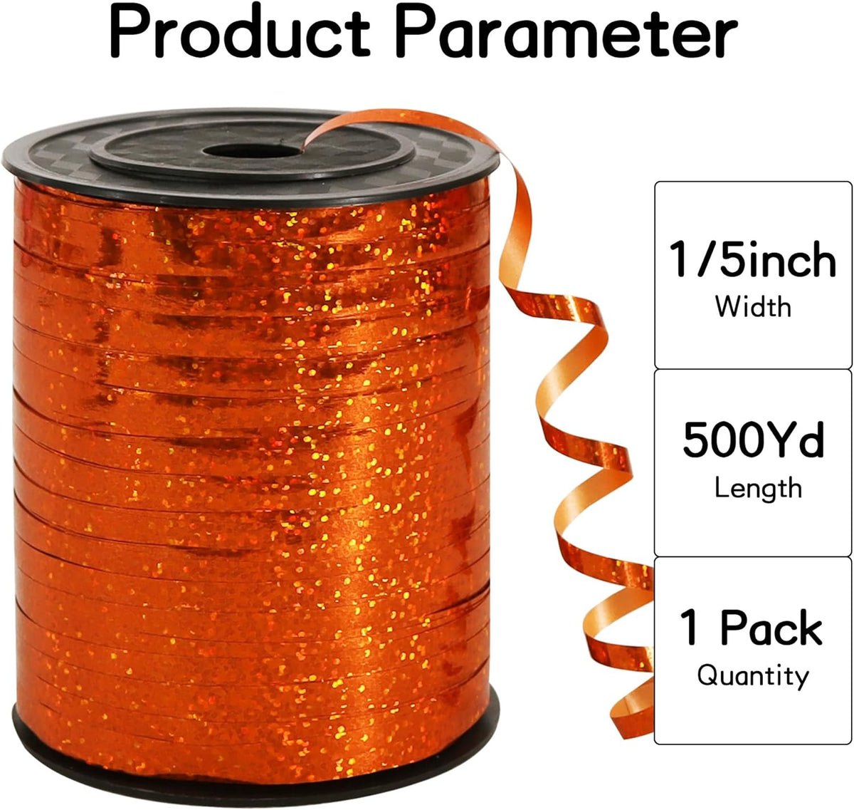 BEISHIDA 500 Yards Orange Ribbon Crimped Curling, Balloon String Shiny Metallic Roll for Gift