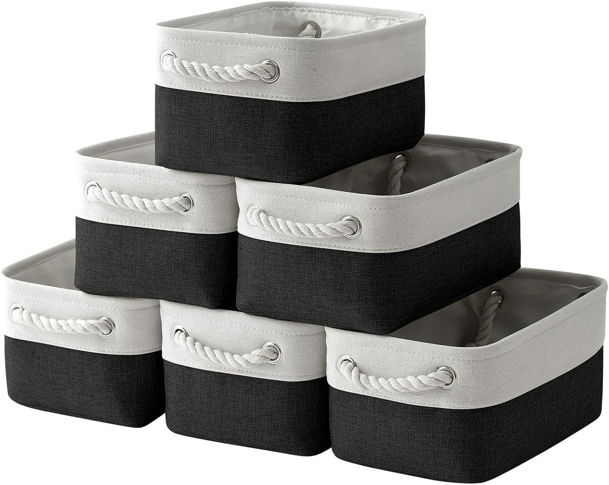 TheWarmHome Storage Bins for Shelves - 6 Pack 11.8x7.8x5.2 inch Collapsible Storage Cubes, Basket