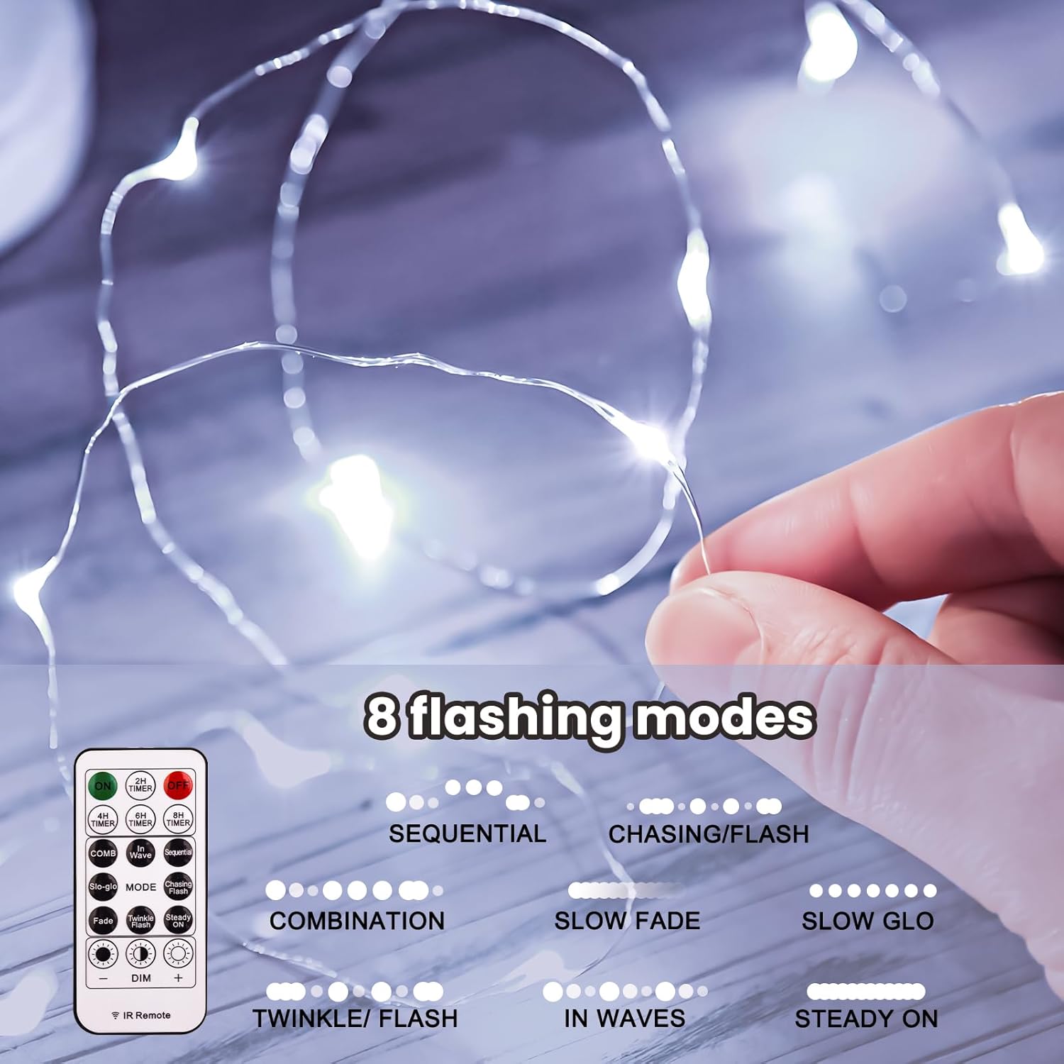 HXWEIYE 300LED Fairy Curtain Light (Upgrade Two Kinds of Light Clips) with Remote 8 Modes