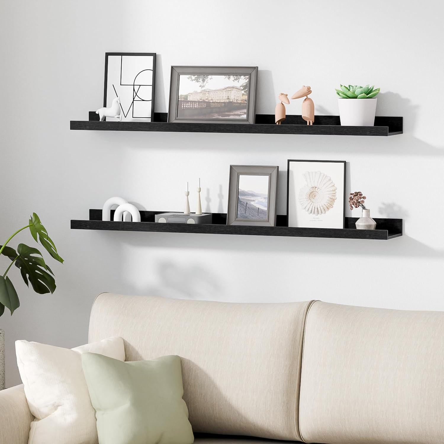 upsimples Floating Shelves for Wall, Wall Shelves for Decor Storage Set of 6, Wall Mounted Wood