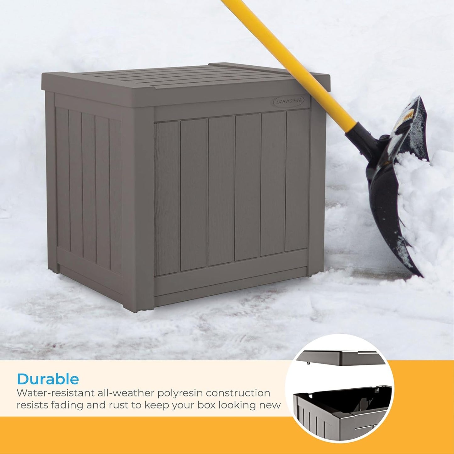 Suncast 22-Gallon Small Deck Box - Lightweight Resin Indoor/Outdoor Storage Container and Seat for