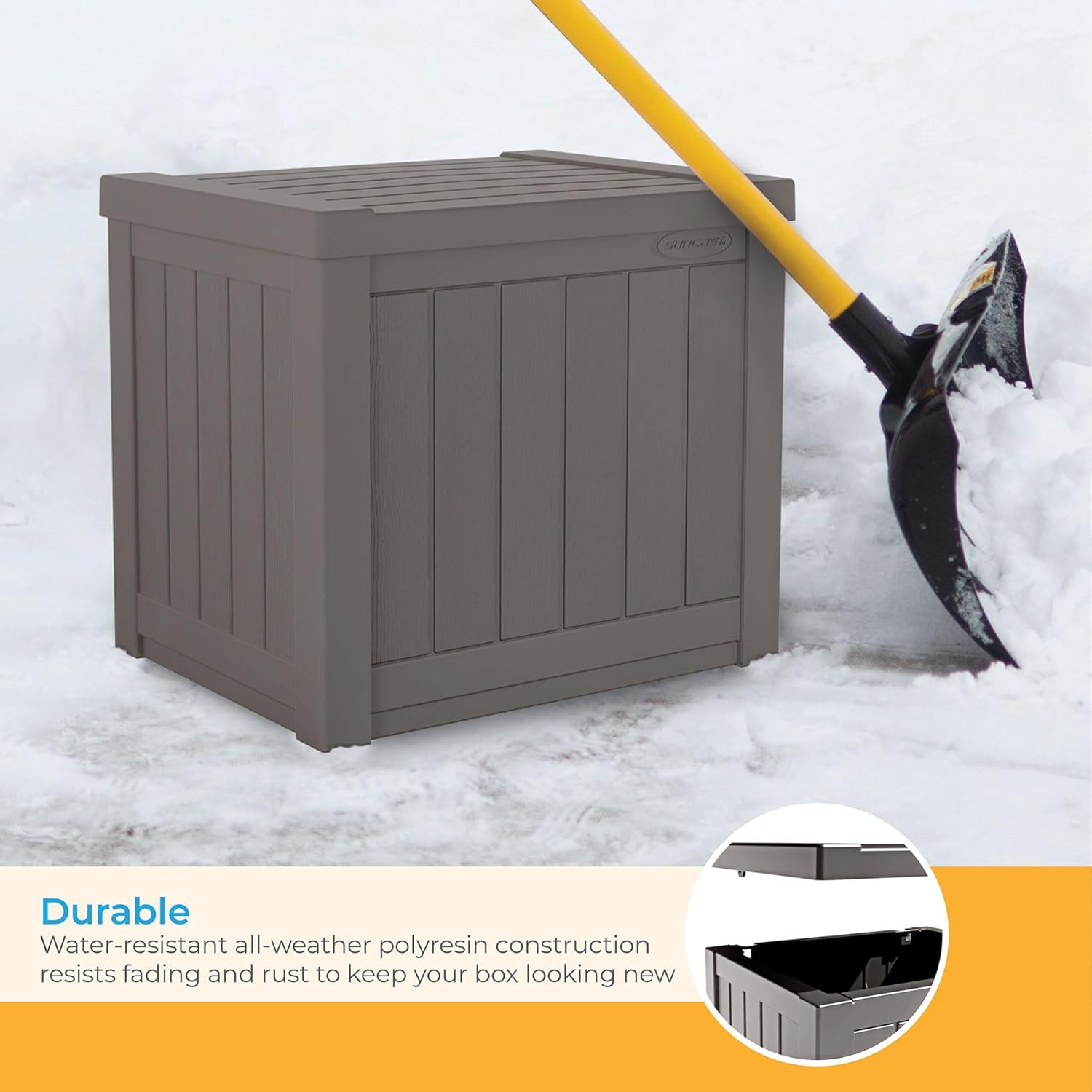 Suncast 22-Gallon Small Deck Box - Lightweight Resin Indoor/Outdoor Storage Container and Seat for
