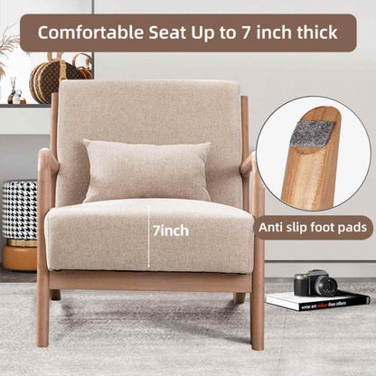 INZOY Mid-Century Modern Accent Chair Set of 2, Upholstered Living Room Chairs with Waist Cushion