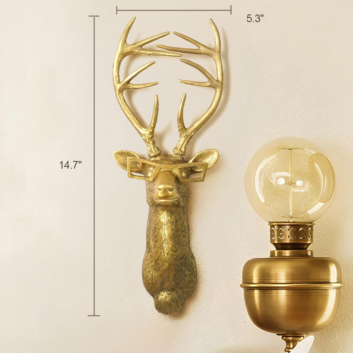 Animal Heads Wall Decor, Faux Deer Head Mount, Animal Sculptures Wall Decor, Resin Animal Head Wall