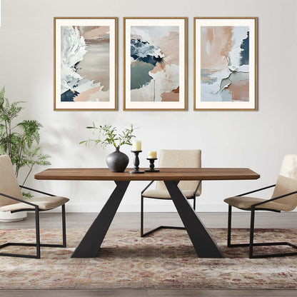 HPNIUB Large Modern Abstract Framed Canvas Wall Art Set, Minimalist Splash ink Blue Pink Pastel