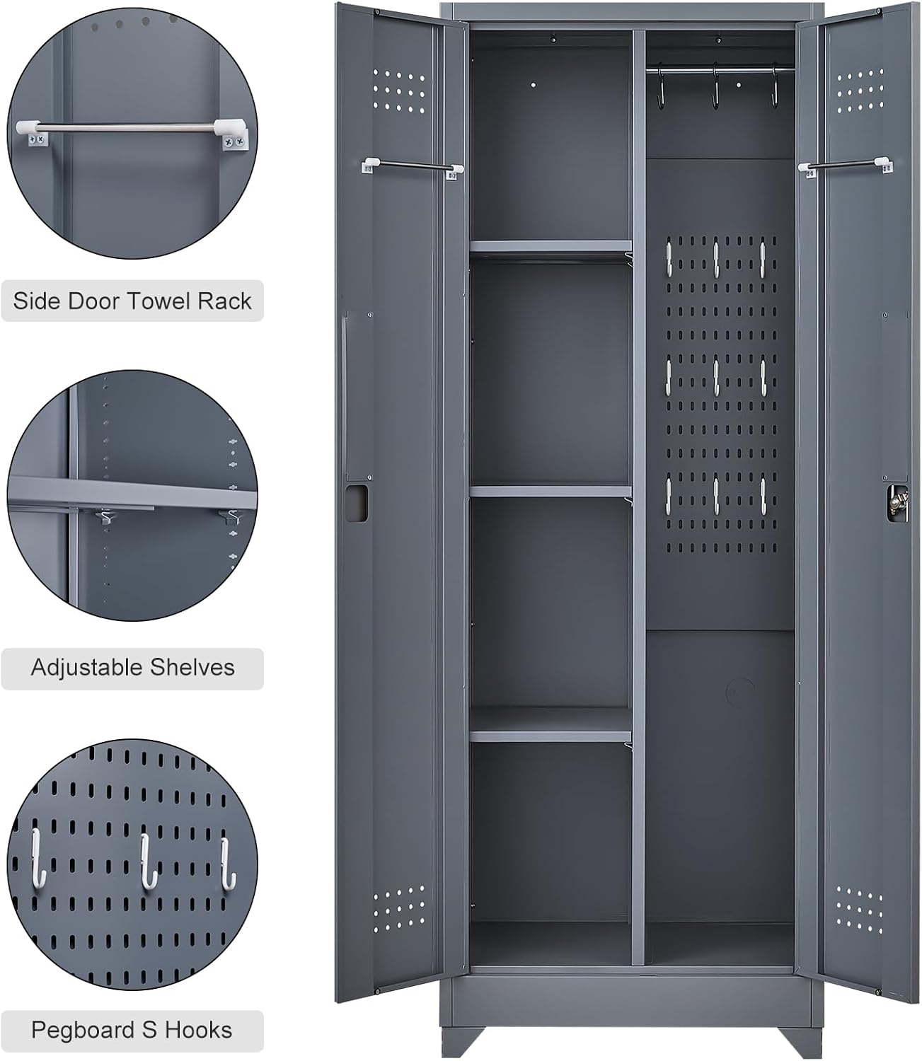 Storage Cabinet,Metal Locking Cabinets with Doors and Shelves,Functional Garage Storage Cabinet for