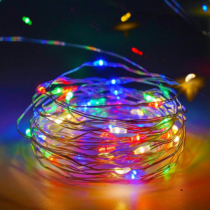 4-Pack Multicolor Christmas Fairy Lights Battery Operated with Timer, Waterproof 16FT 50 LED String