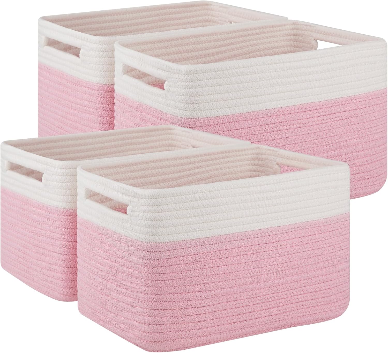 4 Pack Storage Baskets for Organizing, Woven Baskets for Shelves - Perfect for Toys, Books, Towels