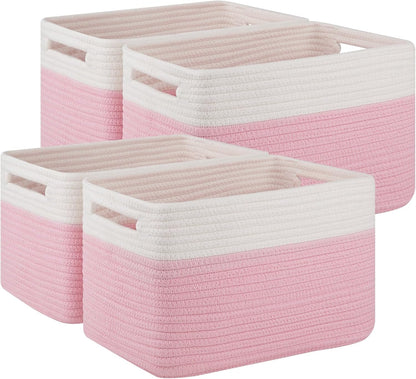 4 Pack Storage Baskets for Organizing, Woven Baskets for Shelves - Perfect for Toys, Books, Towels