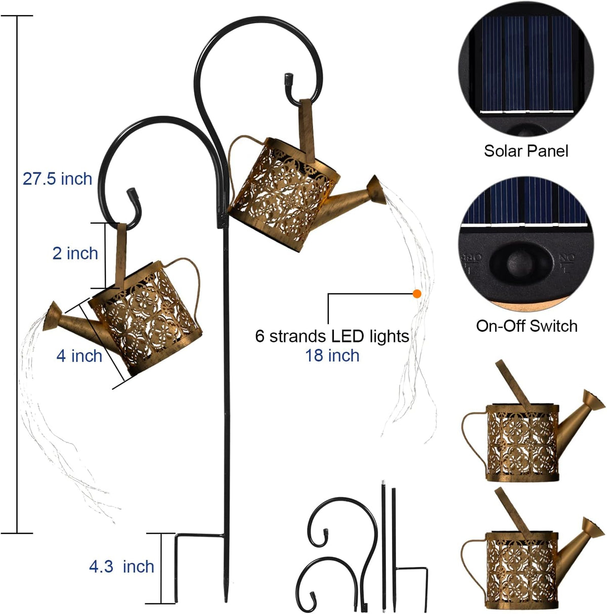 Merear Solar Watering Can Lights Outdoor with 8 Multi-Color Changing Modes, IP65 Waterproof