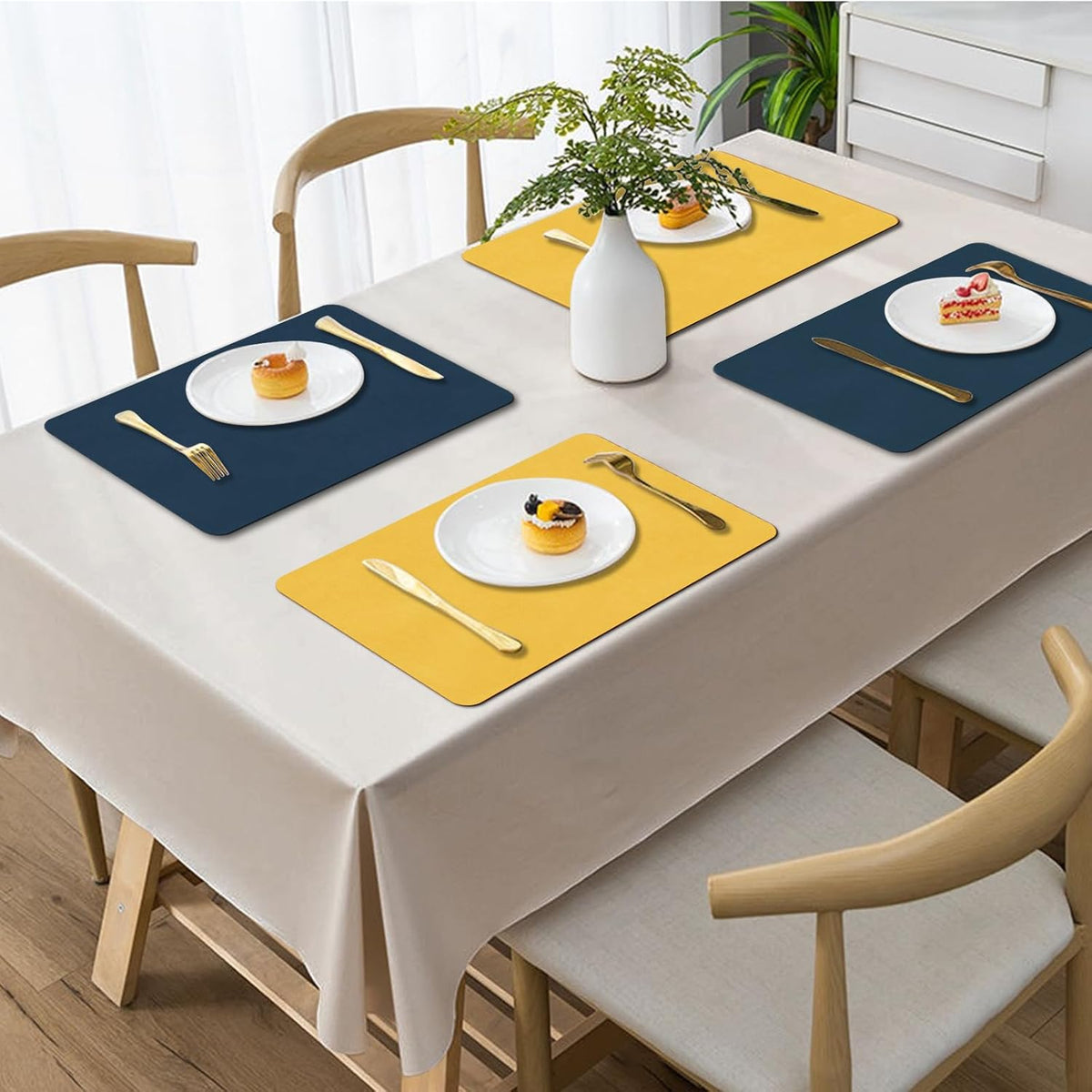 BLESWIN Faux Leather Placemats, PU Dining Table, Waterproof and Oil Resistant Easy to Clean, Heat